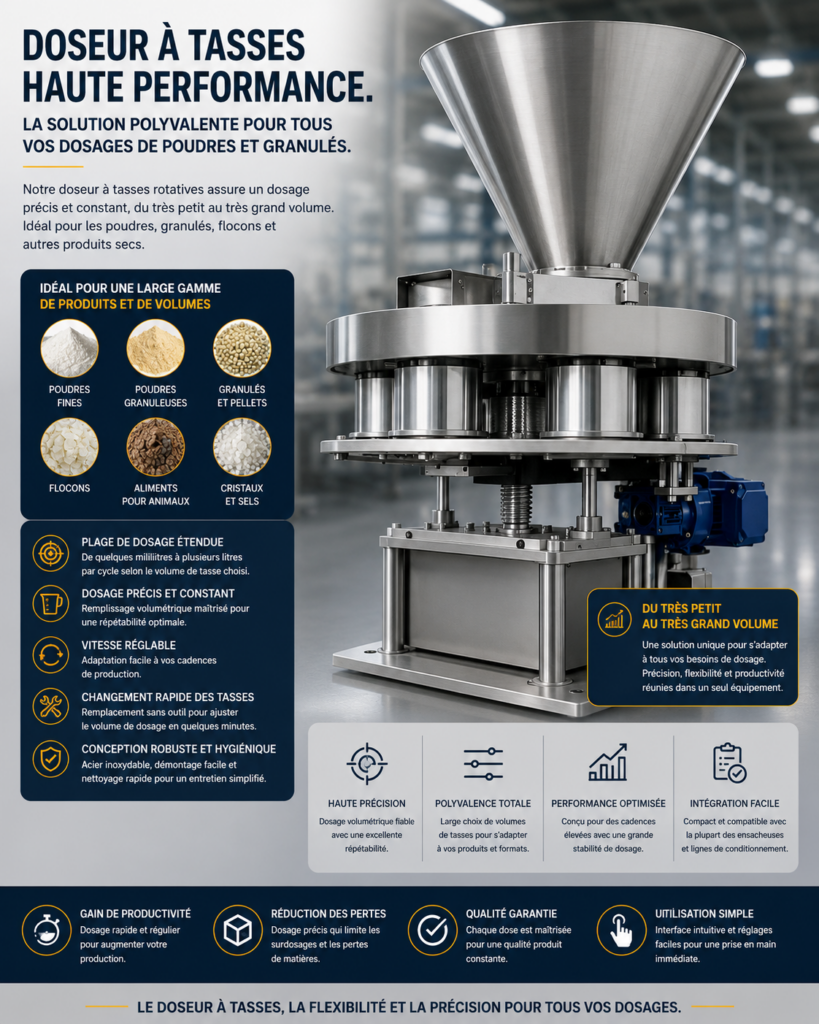 Doseur à tasses industriel volumétrique