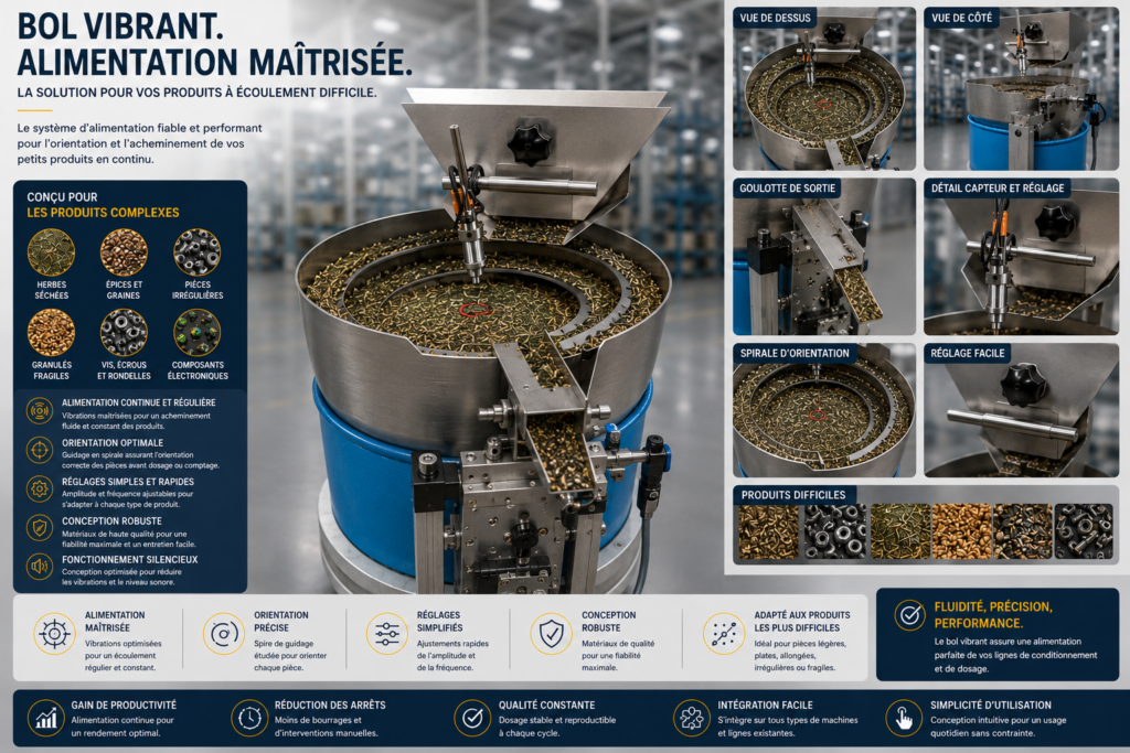 Doseur volumétrique industriel pour les produits à écoulement difficile