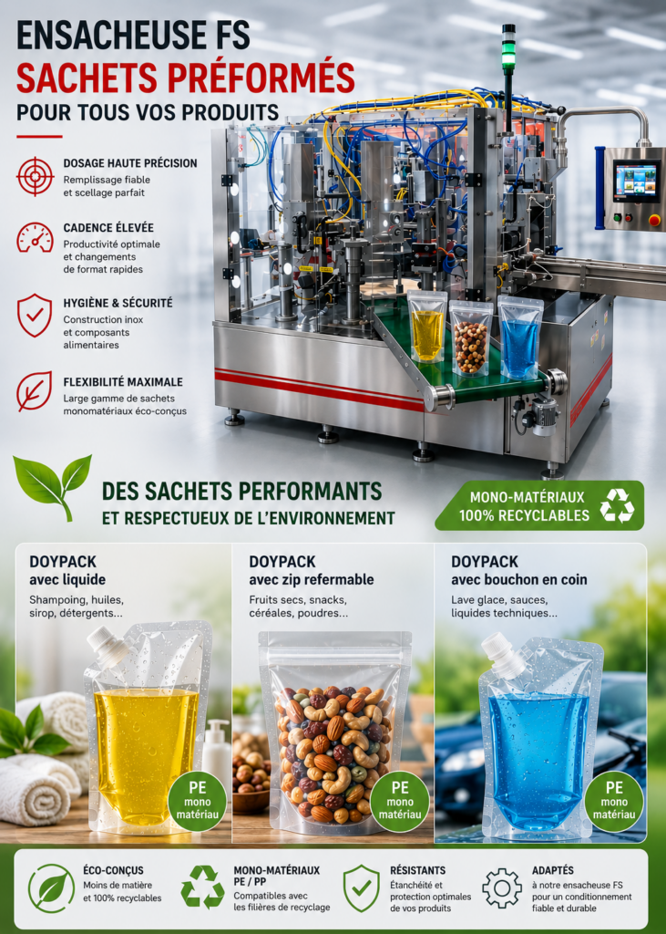 Sachets préformés pour ensacheuse automatique industrielle