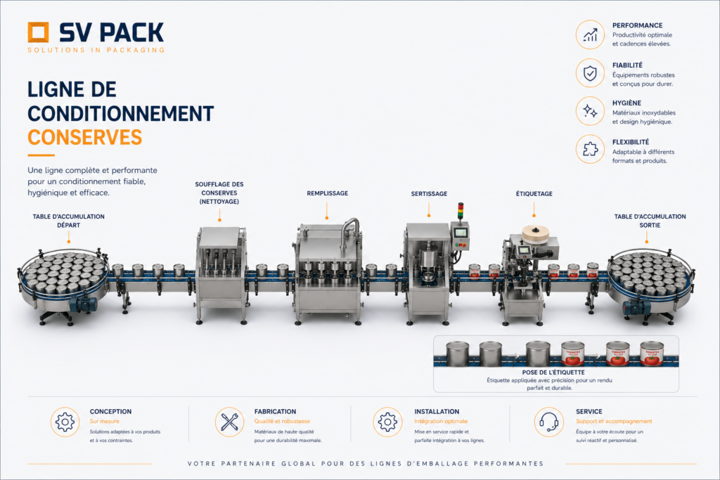 Ligne automatique pour mise en conserve