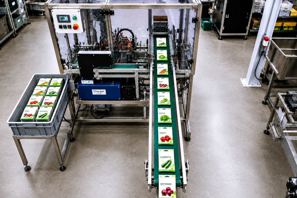 Machine pour poser un élastique autour de lots de sachets